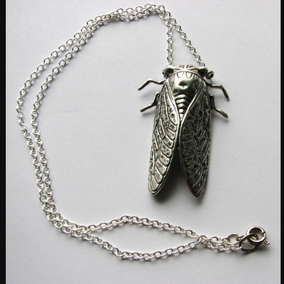 Cicada Bug Necklace Silver Pendant Boho Boyhood - Picture 3 of 8